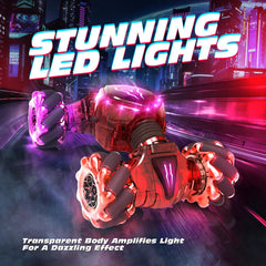 Tecnock RC car performing 360° spins for dynamic stunts.