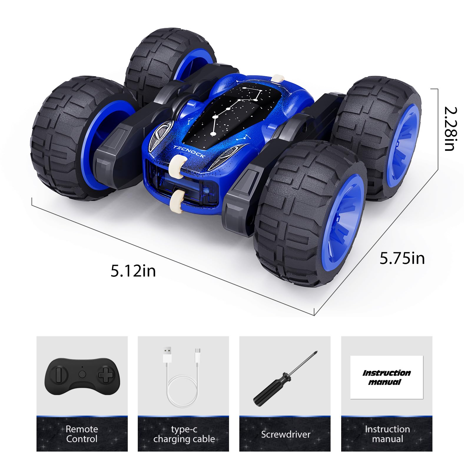 Tecnock RC car in action on carpet with drifts and jumps.