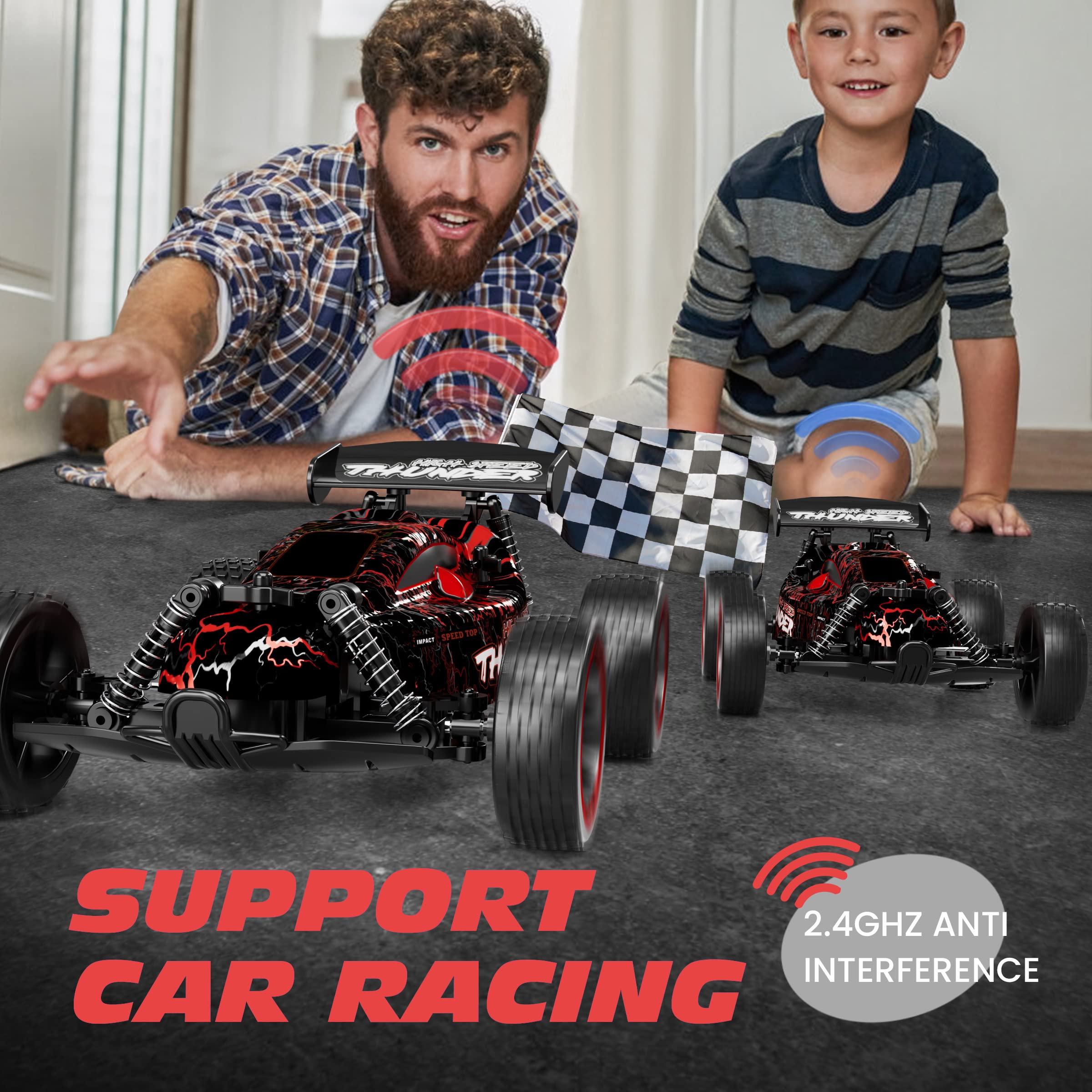 Tecnock RC car USB-C charging setup with batteries included.