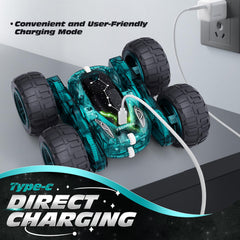 Tecnock RC car with USB-C charging port for quick, convenient recharges.
