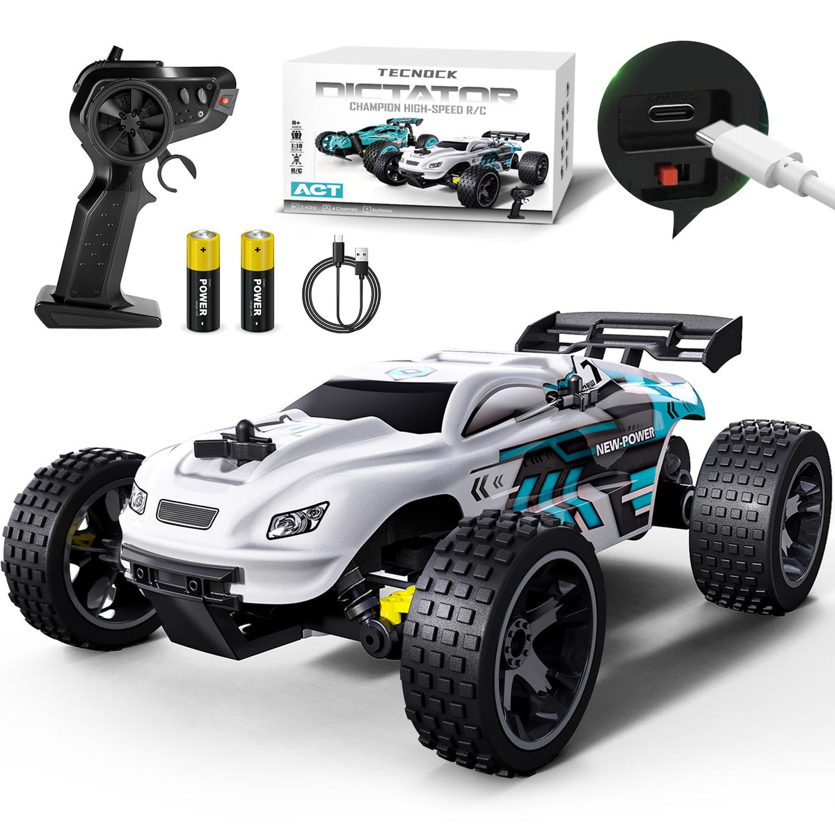 Tecnock RC Cars at 1:18 scale for kids, realistic details and easy handling.