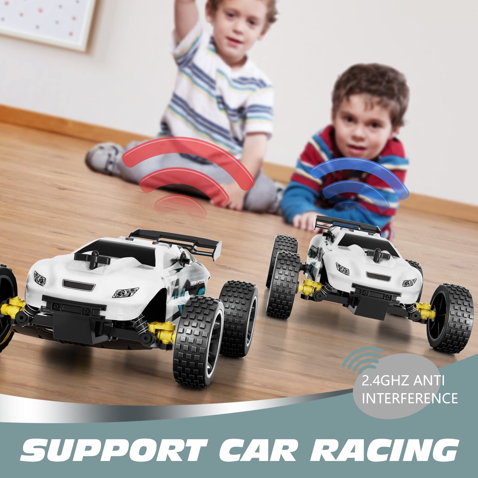 Tecnock RC Cars 2.4GHz control for interference-free driving and multiple-car races.
