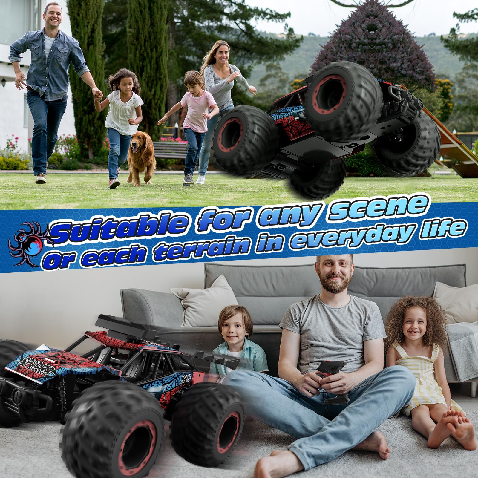 Tecnock RC Truck all-terrain tires grip grass, dirt, sand, and pavement