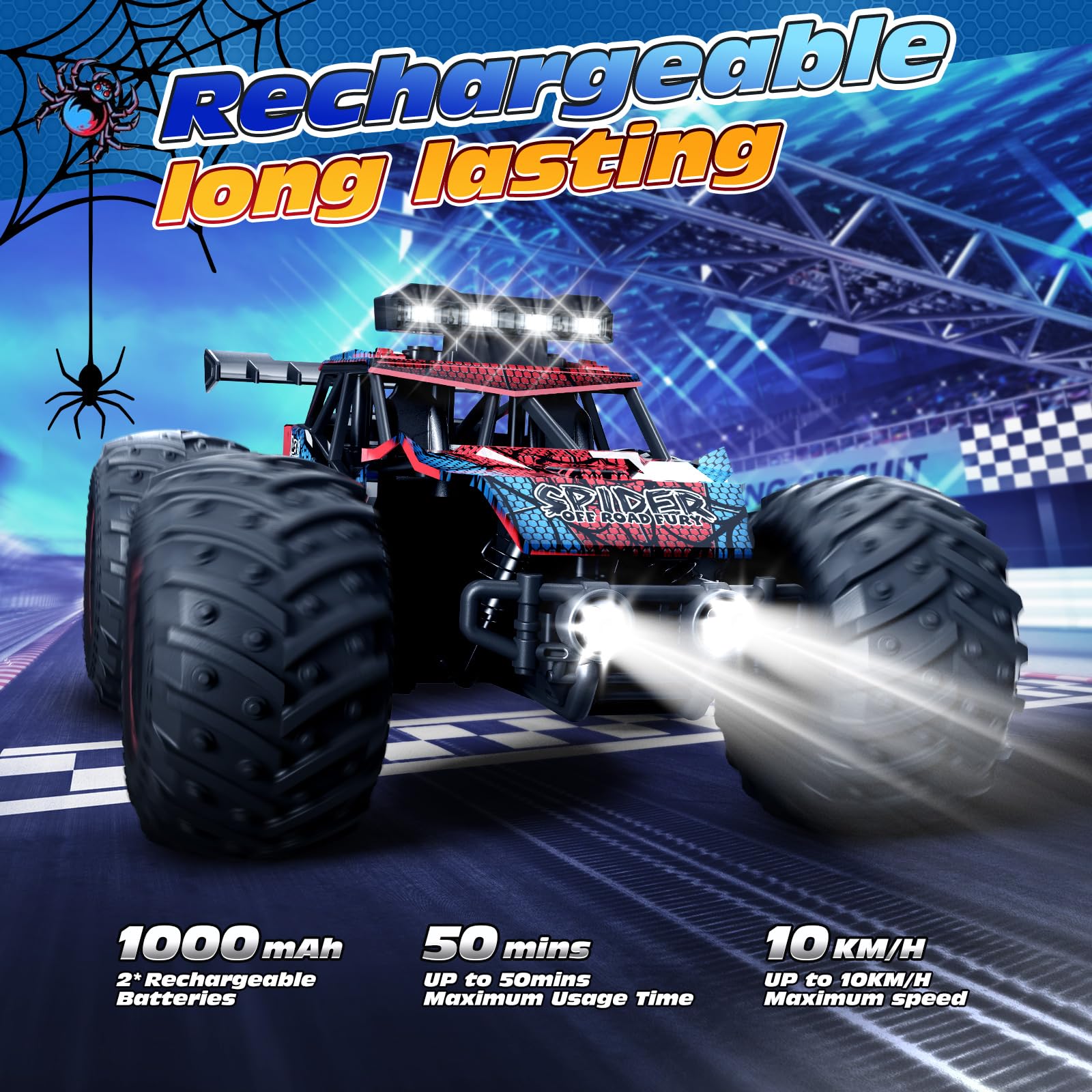 Tecnock RC Truck dual batteries extend run time up to fifty minutes