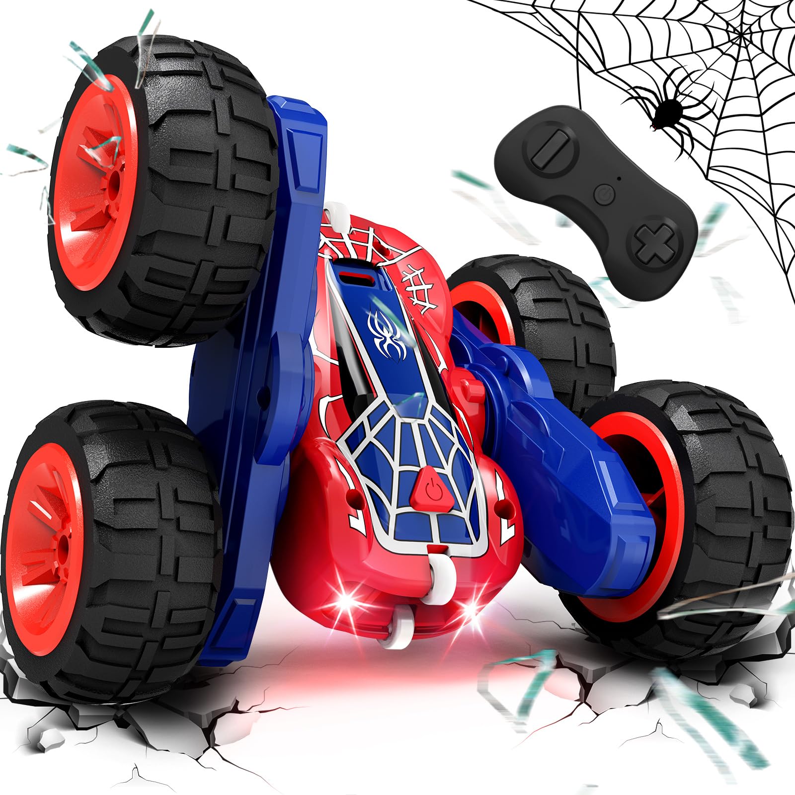 Tecnock Spider RC car front view with vivid color for outdoor play.