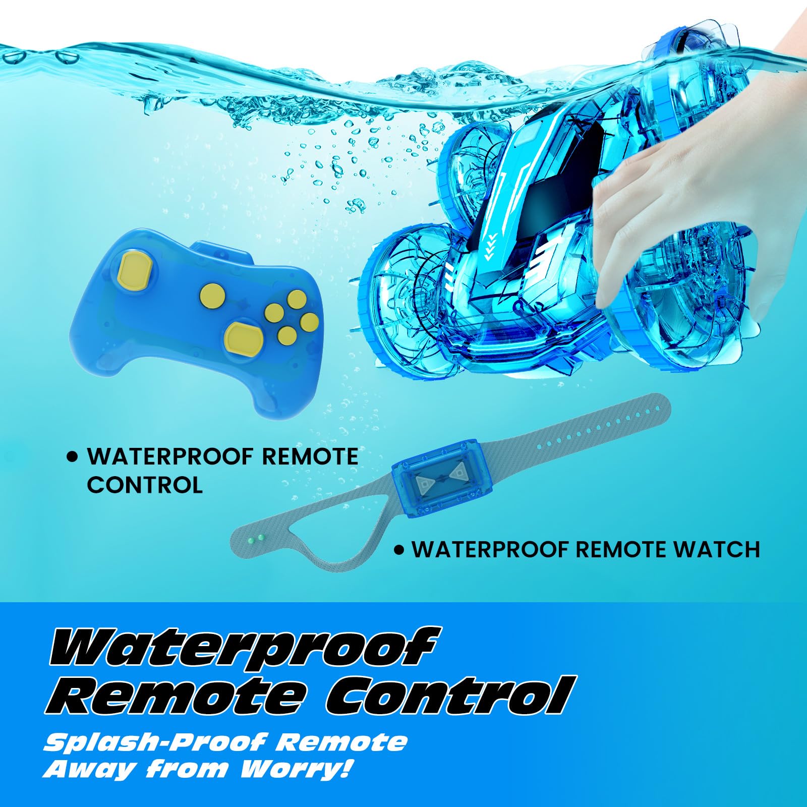 Tecnock waterproof remote lets play around pools and baths worry-free.
