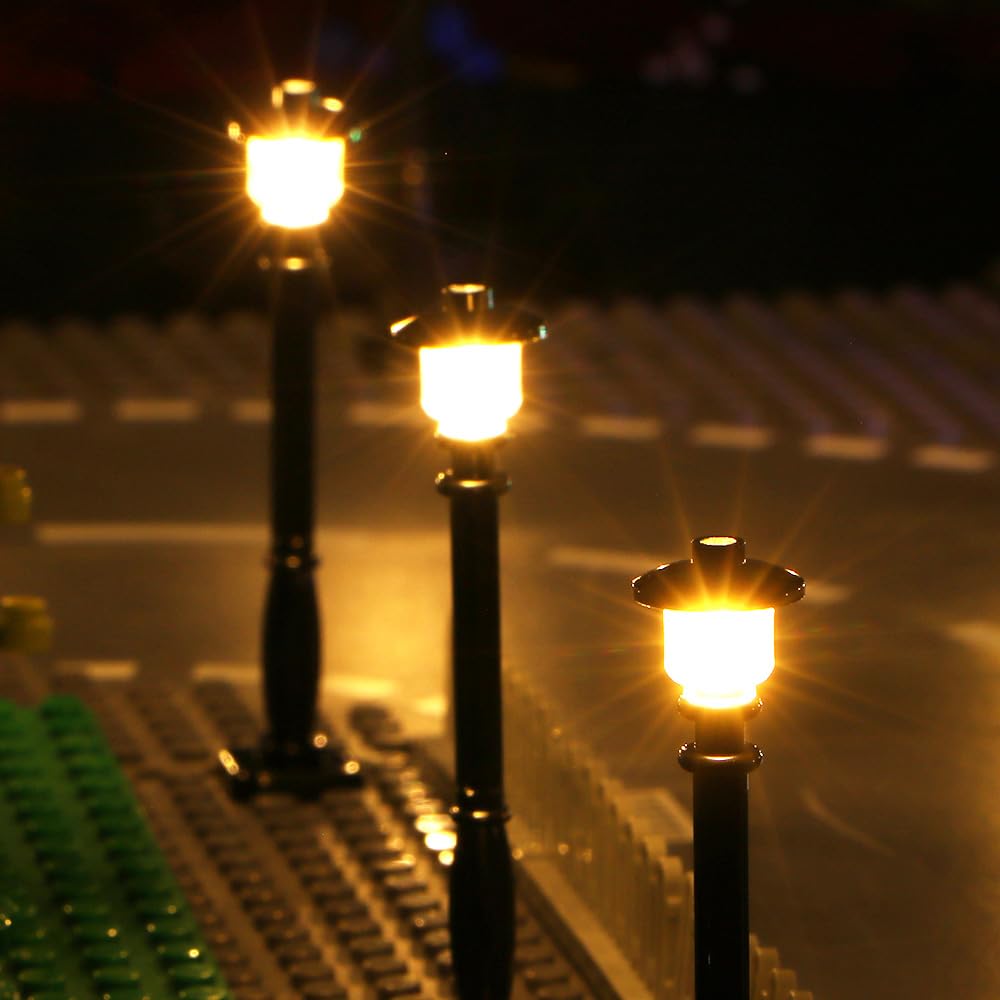 TEDDOO city street light kit front view showing warm white LEDs for realistic night displays.