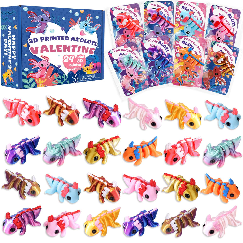 Teeanzo axolotl ornaments close-up with vibrant colors, ideal for classroom gifts