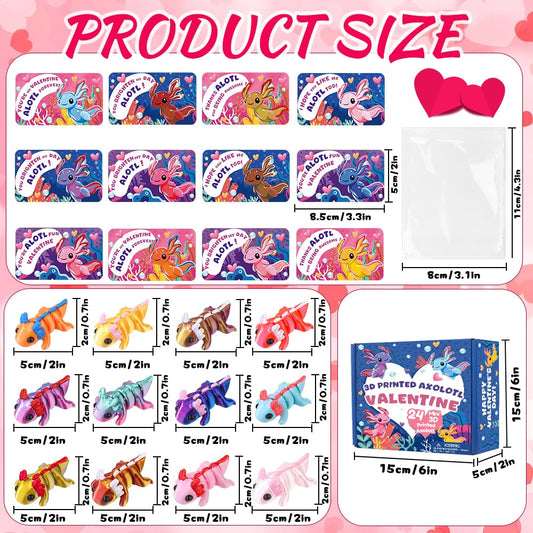 Teeanzo valentines cards featuring axolotl designs for kid-friendly exchanges