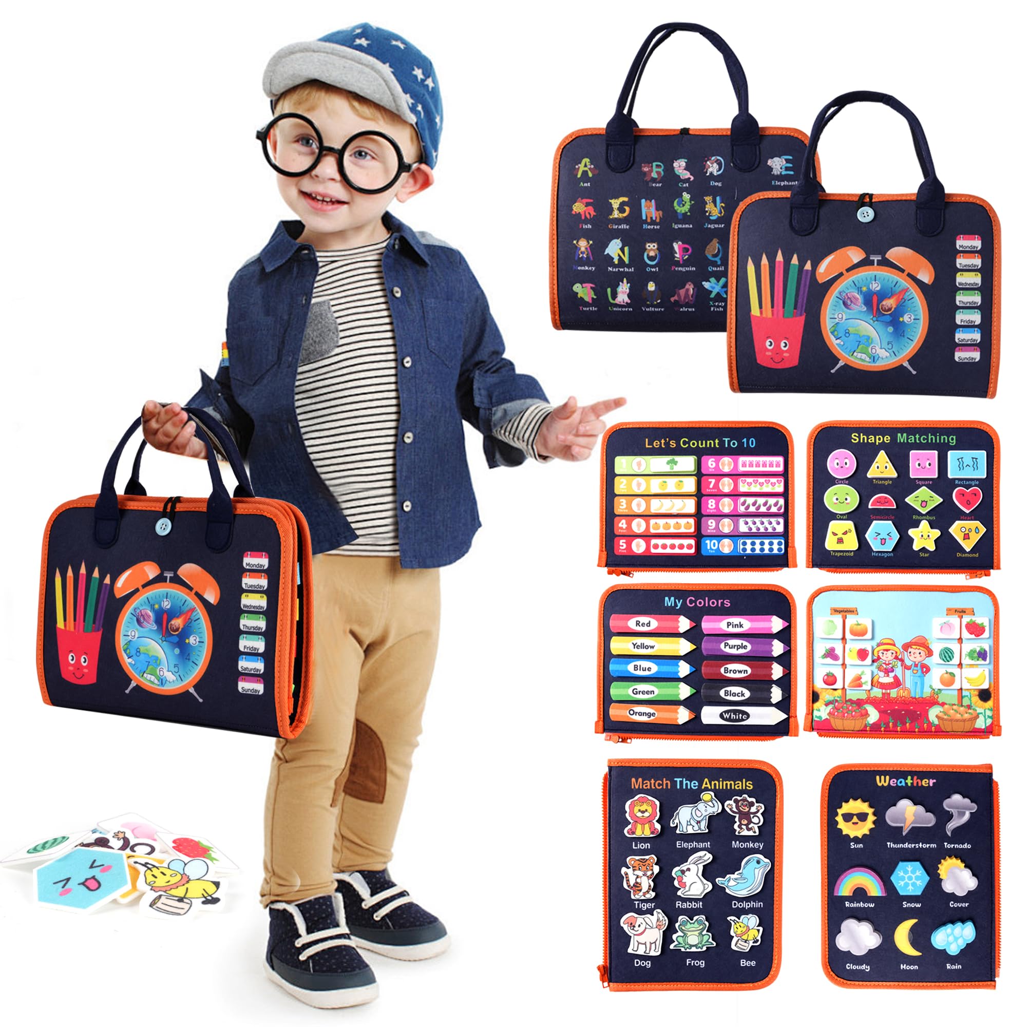 Teefrye Busy Book zipper action promotes fine motor skills during on-the-go play