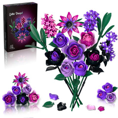 Teefrye Purple Rose Bouquet Building Set hero image with gothic-inspired arrangement