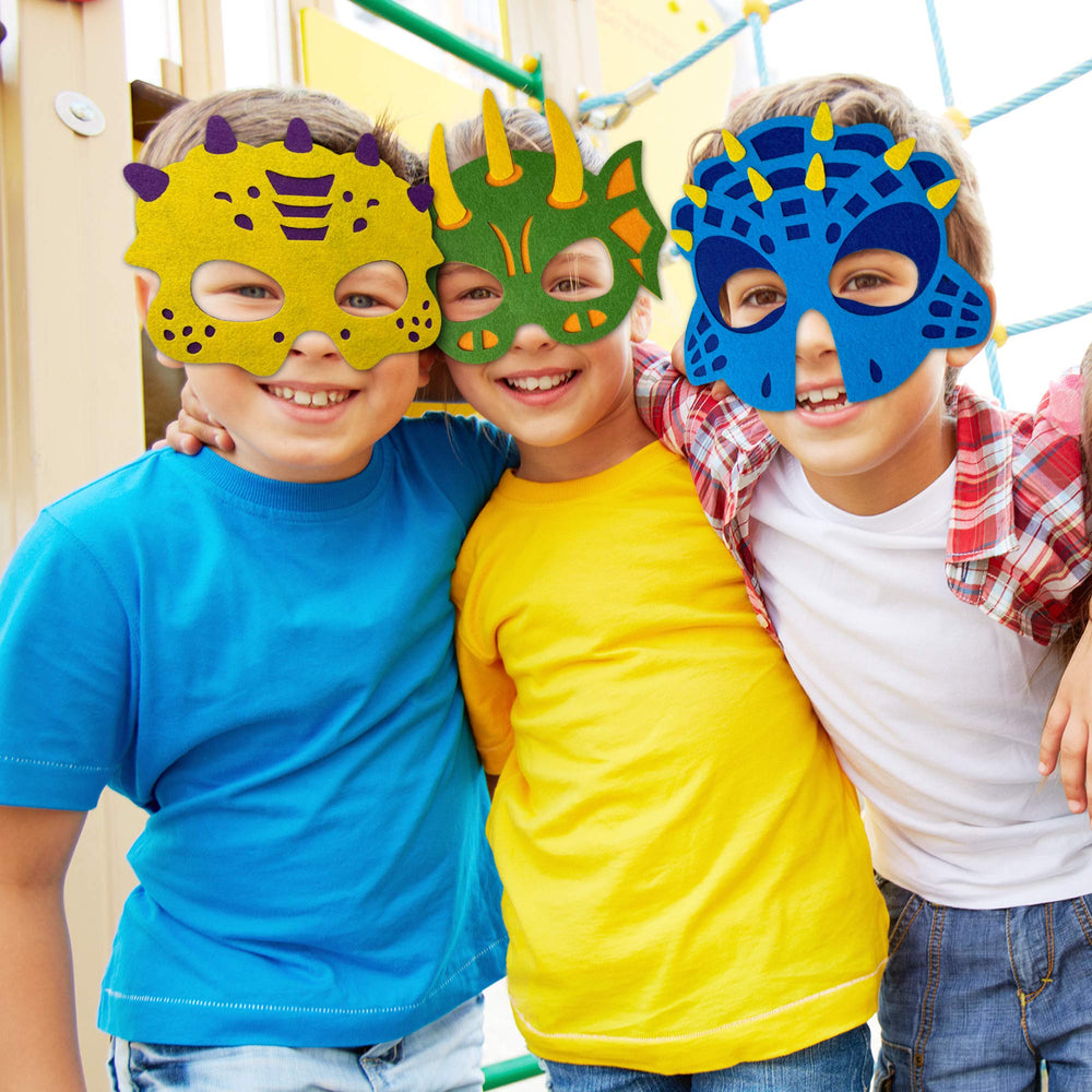 TEEHOME Felt dinosaur mask set makes ideal birthday party favors.
