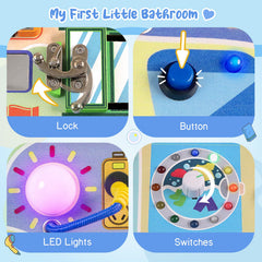 Teekdeer Busy Board buttons and gears improve fine motor control.