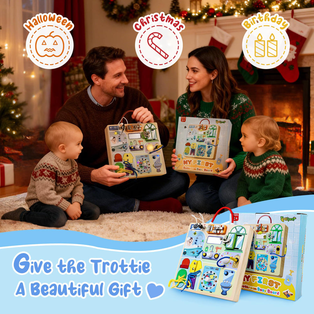Teekdeer Busy Board safe-wood-edges ensures kid-friendly handling.