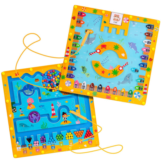 Teekdeer magnetic maze alphabet boat, supports early literacy through letter matching