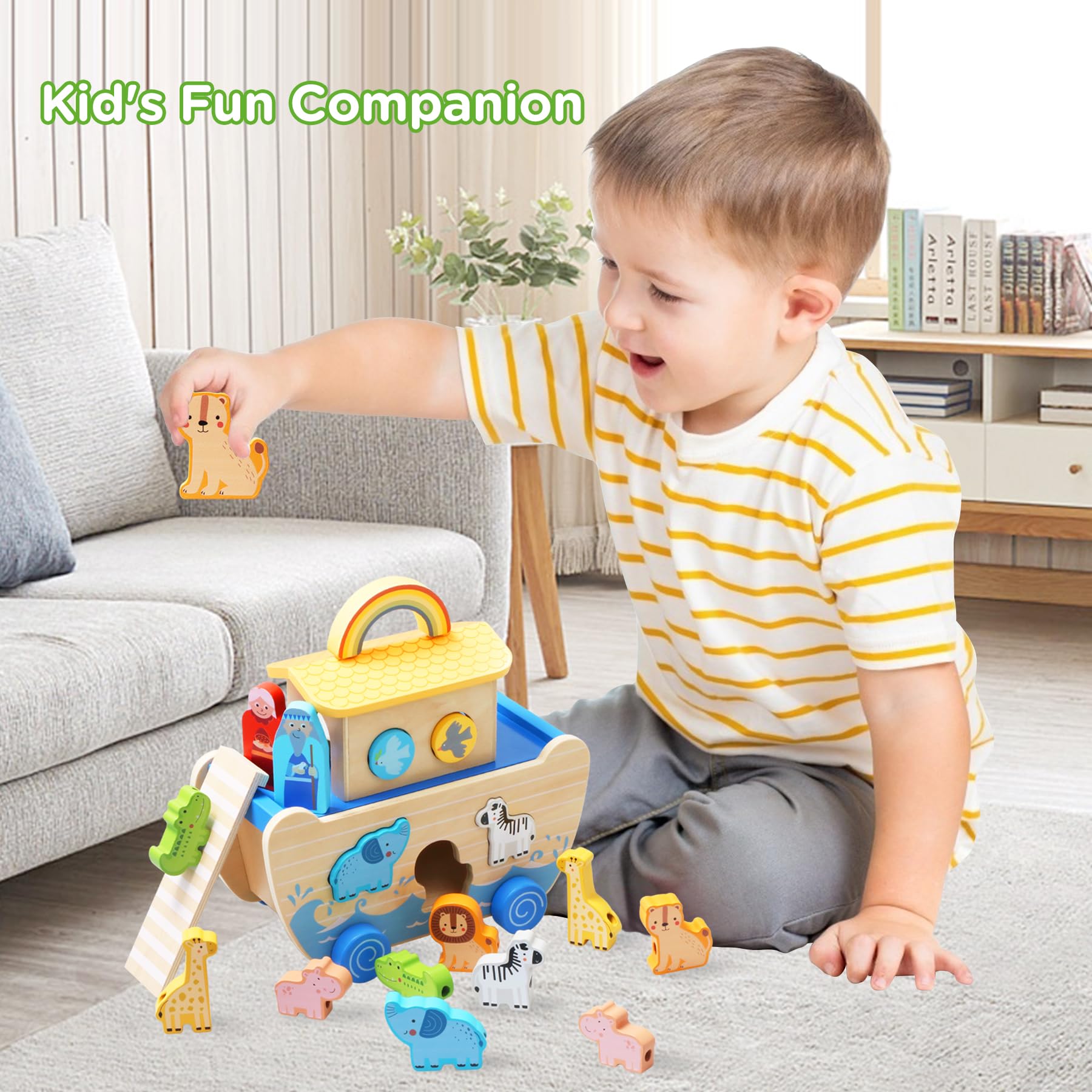 Teekdeer Noahs Ark Toy Giraffes aids fine motor skill play.