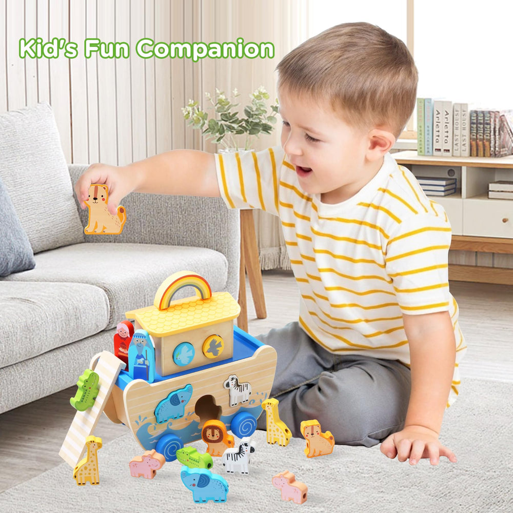 Teekdeer Noahs Ark Toy Giraffes aids fine motor skill play.