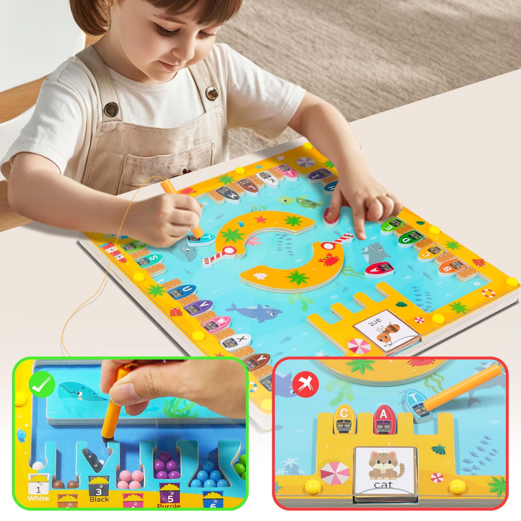 Teekdeer ocean counting maze beads promotes color sorting and counting