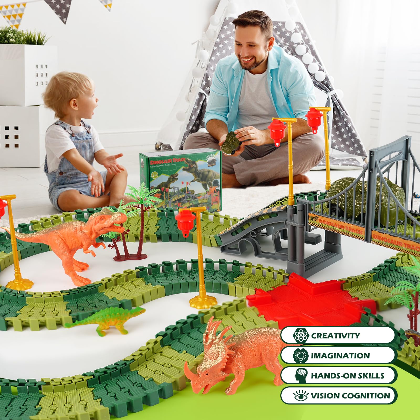Teensmagic set includes trees and a bridge for dinosaur world builds