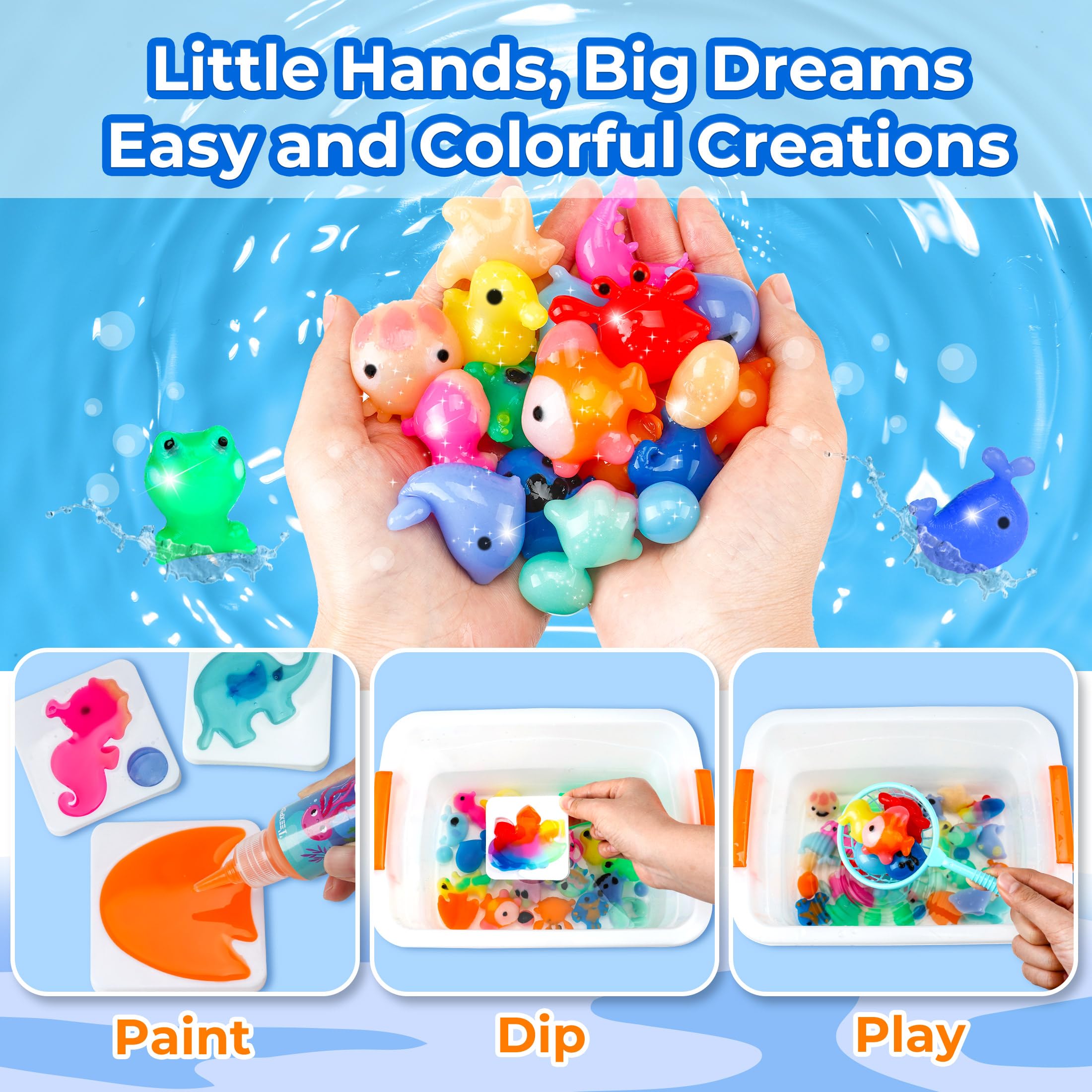 Teexpert Magic Water Elf Toy Kit animal molds—encourages imaginative 3D sea creature play
