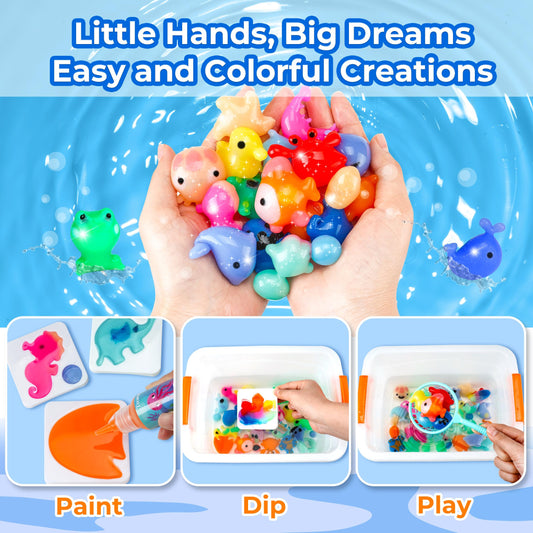 Teexpert Magic Water Elf Toy Kit animal molds—encourages imaginative 3D sea creature play