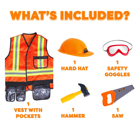 TeganPlay hard hat on model ready for imaginative building adventures.