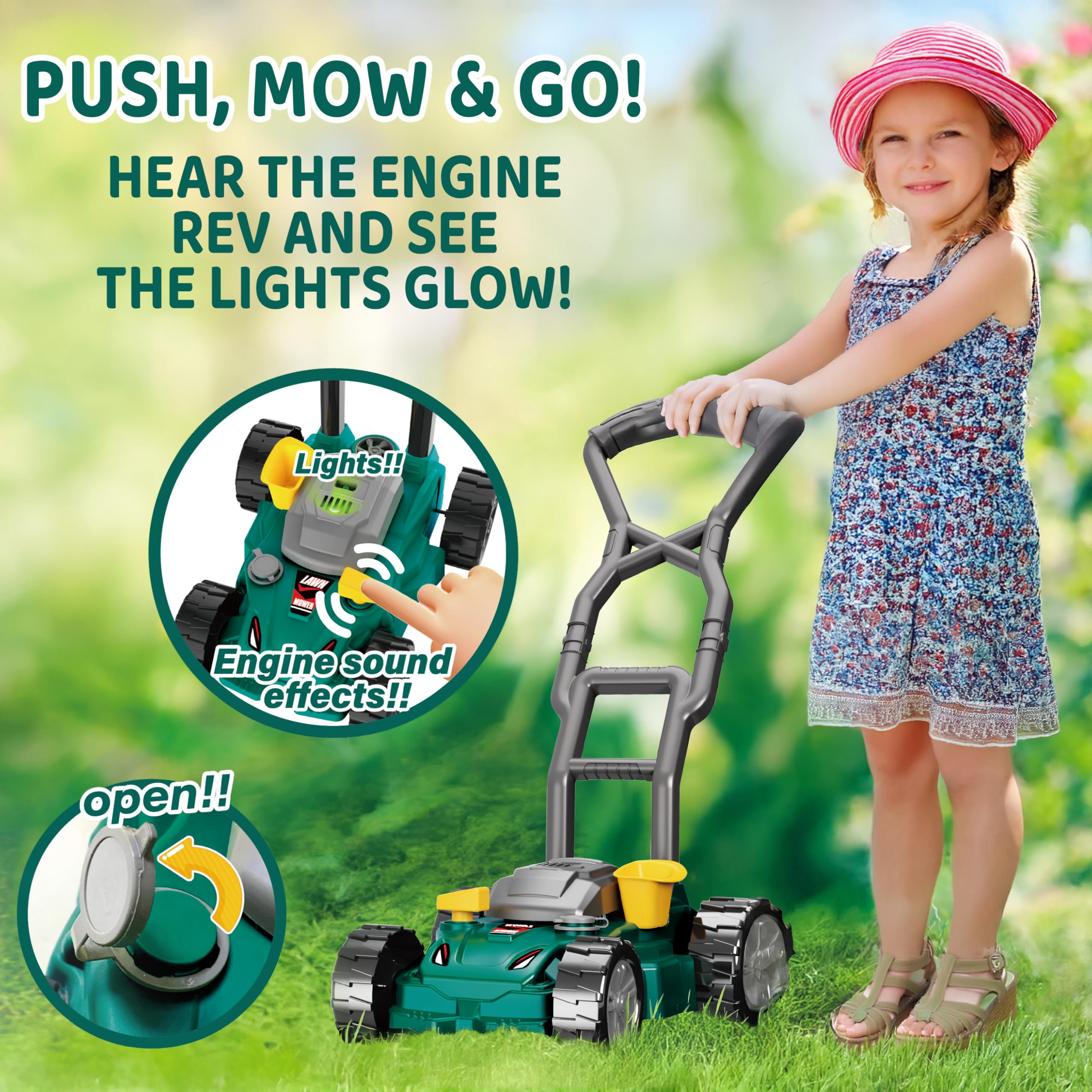 TeganPlay lawn mower toy with sound and light sparks active outdoor imagination