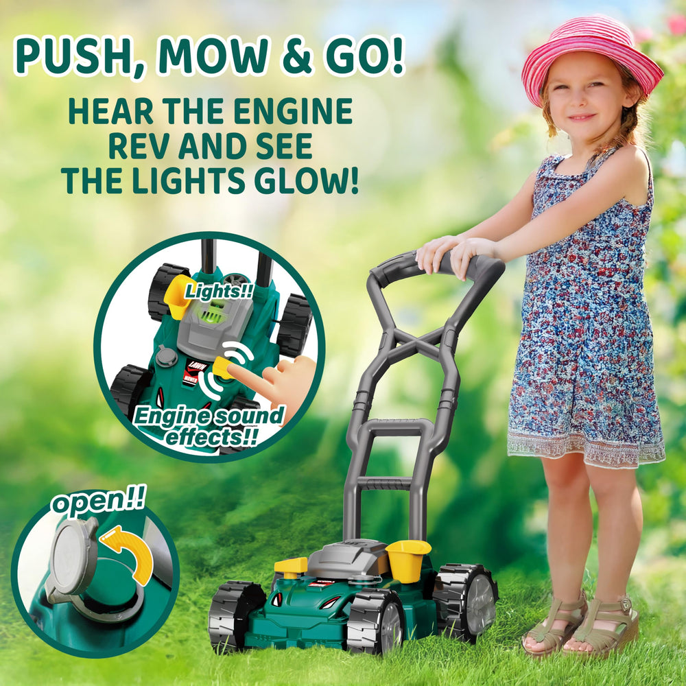 TeganPlay lawn mower toy with sound and light sparks active outdoor imagination