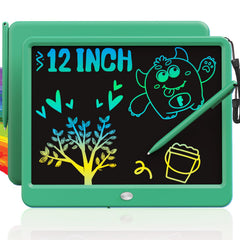 TEKFUN 12-Inch LCD writing tablet green front view for kids' doodles