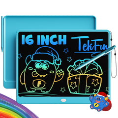 TEKFUN 16-inch LCD writing tablet with blue frame provides large doodling space.