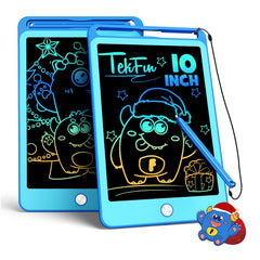 TEKFUN 2pack 10inch doodle board blue lanyard; on-the-go drawing with secure stylus.