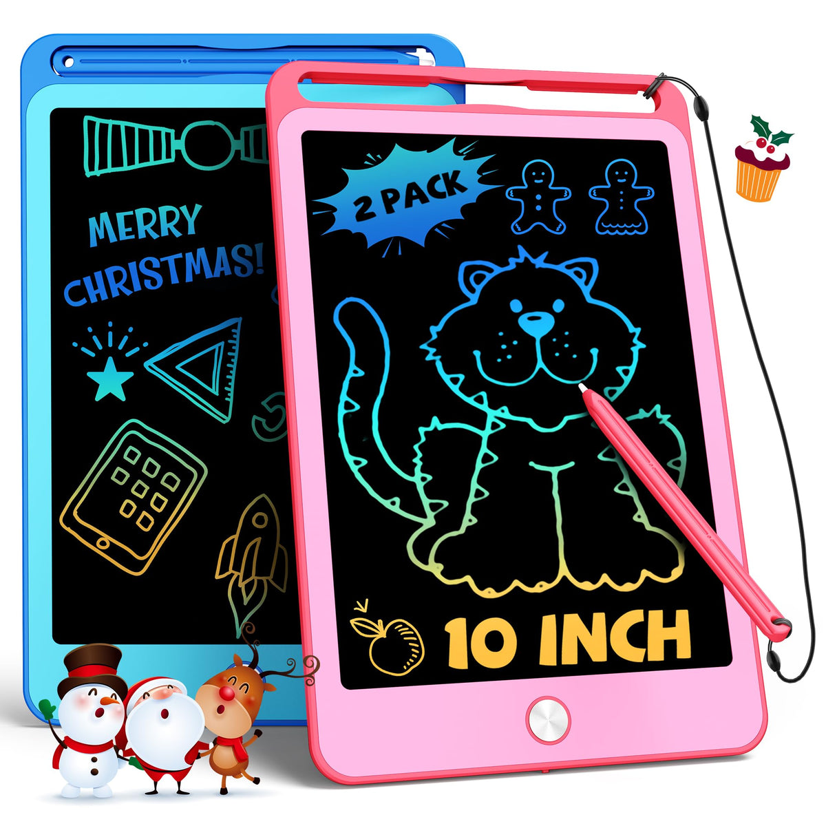 TEKFUN 2 Pack doodle boards in blue and pink for mess free scribbling on the go