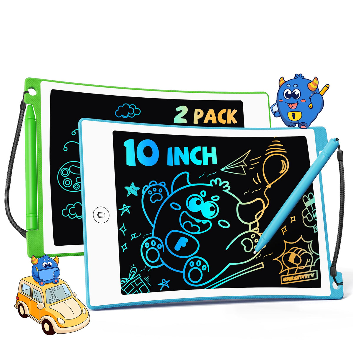 TEKFUN 2-pack LCD writing tablets ready for family sharing on the go.