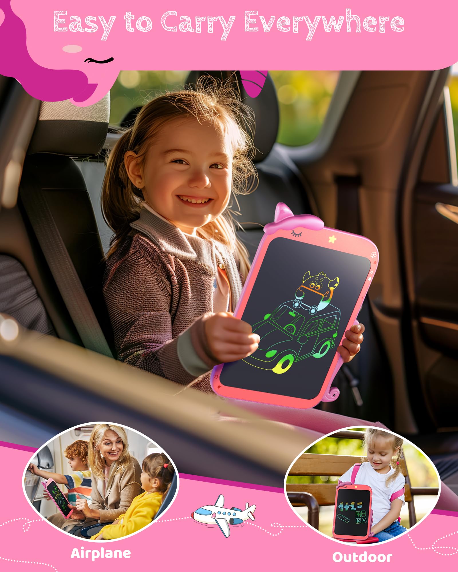 TEKFUN dinosaur doodle board in rosepink design inspires imaginative play.