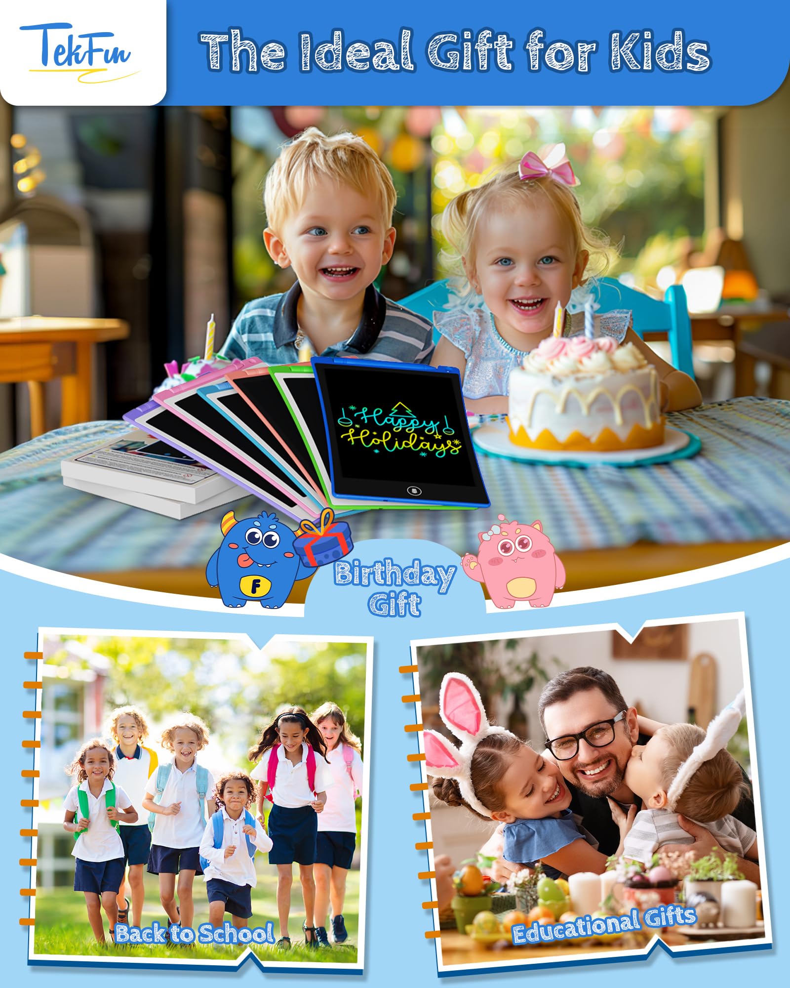 TEKFUN doodle board showing lock and erase features for easy art sessions.