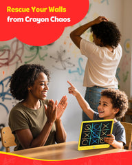 TEKFUN yellow travel-ready doodle board ideal for on-the-go drawing.