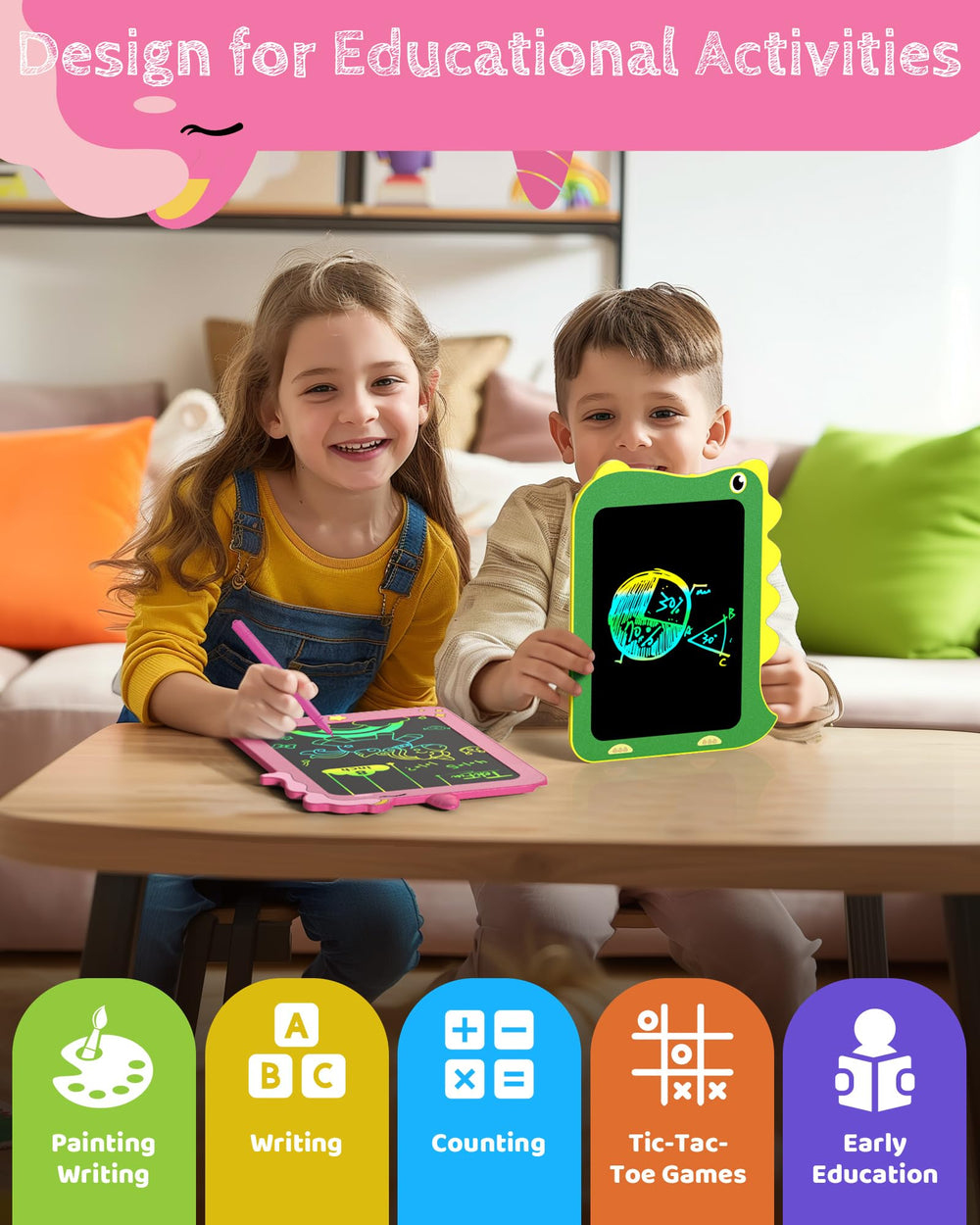 TEKFUN educational doodle board provides mess-free creative play.