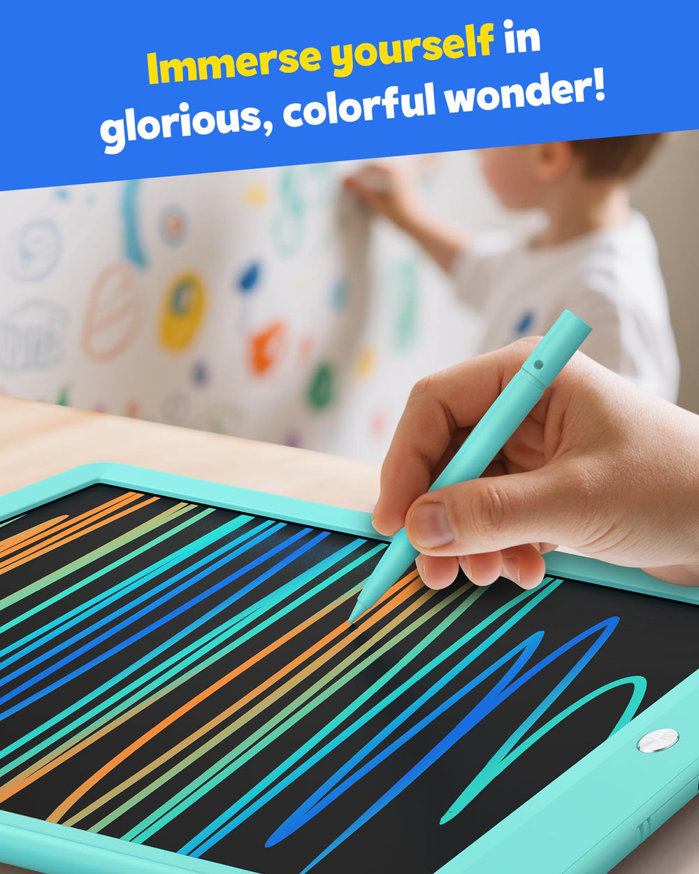 TEKFUN erase button clears the screen in one second for quick revisions.