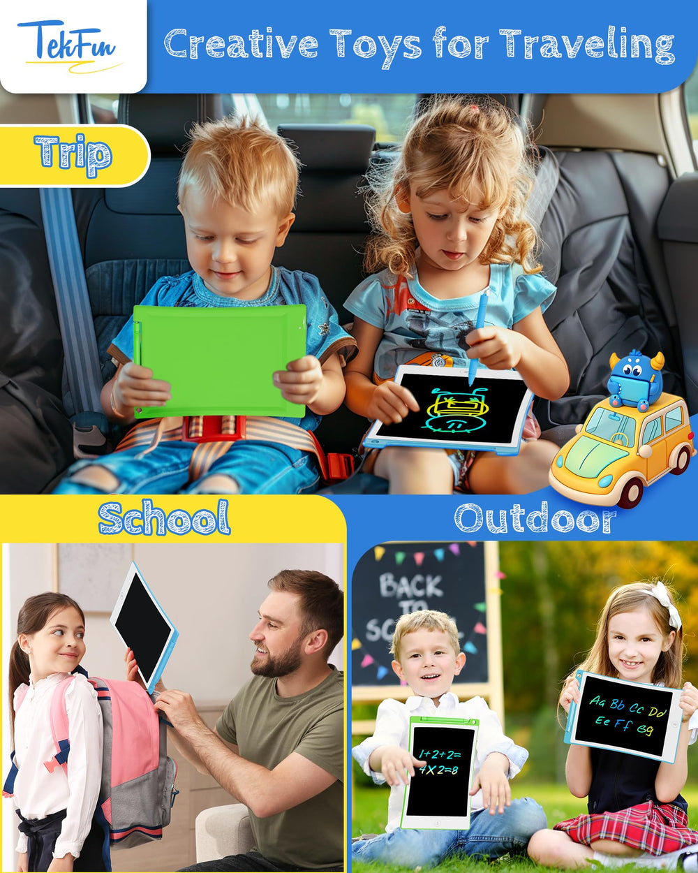 TEKFUN eye-friendly rainbow screen reduces eye strain during long drawing sessions.