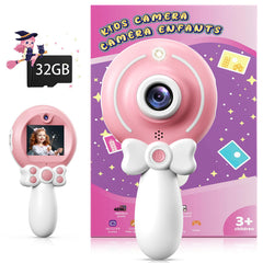 TEKFUN kids camera wand pink front view showing easy one-handed use for little photographers
