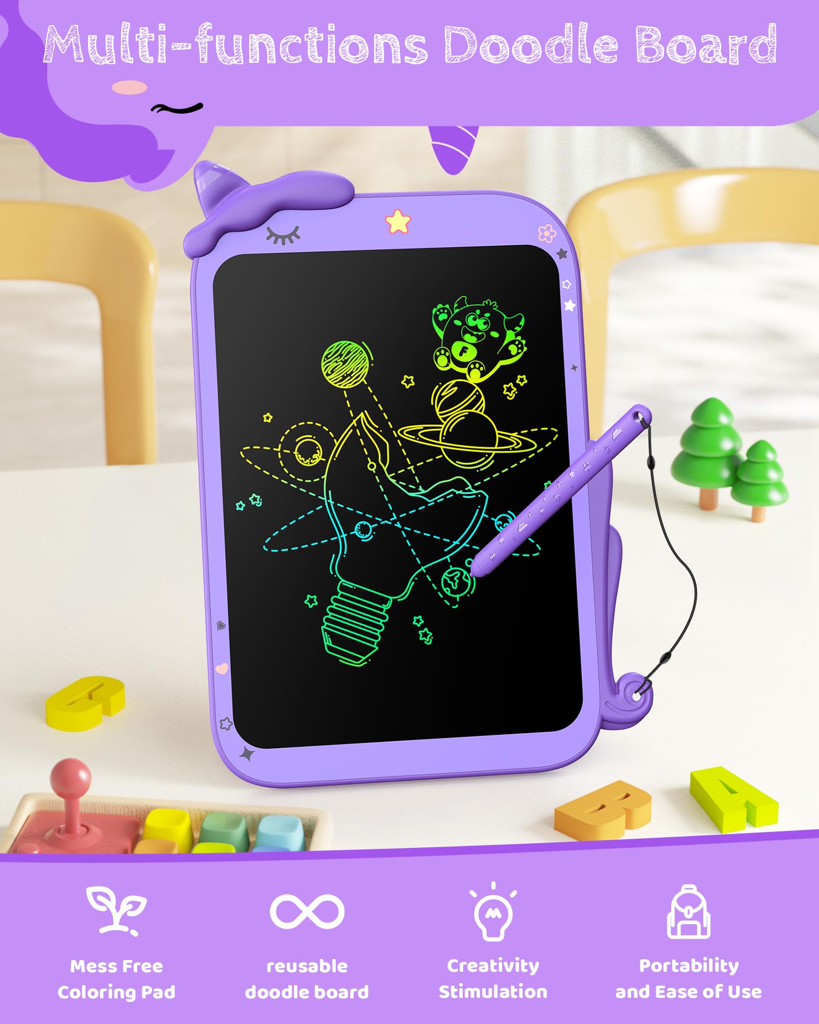 TEKFUN kids erasable tablet supports on-the-go drawing and practice
