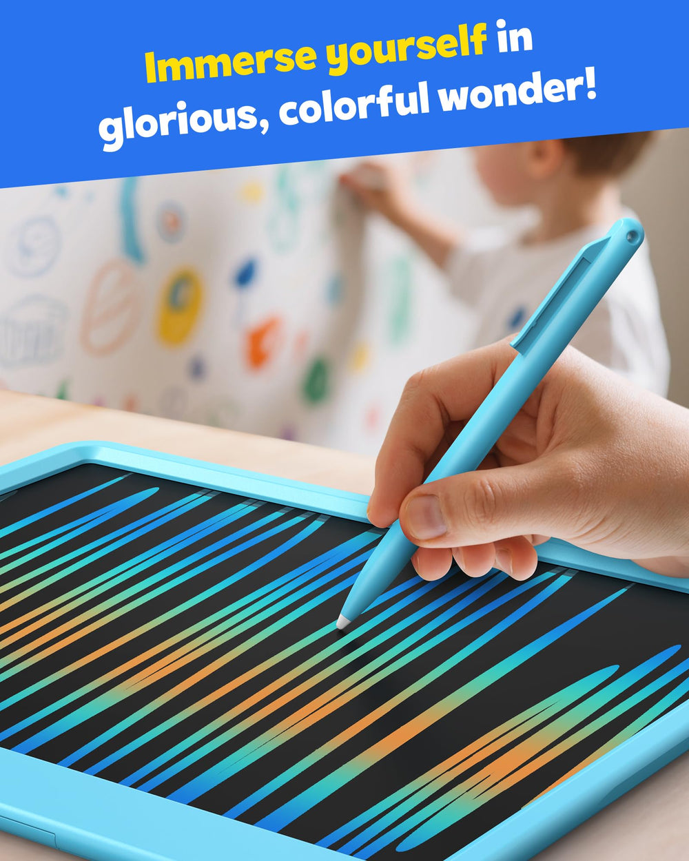 TEKFUN LCD writing tablet 12-inch blue portable design fits travel bags