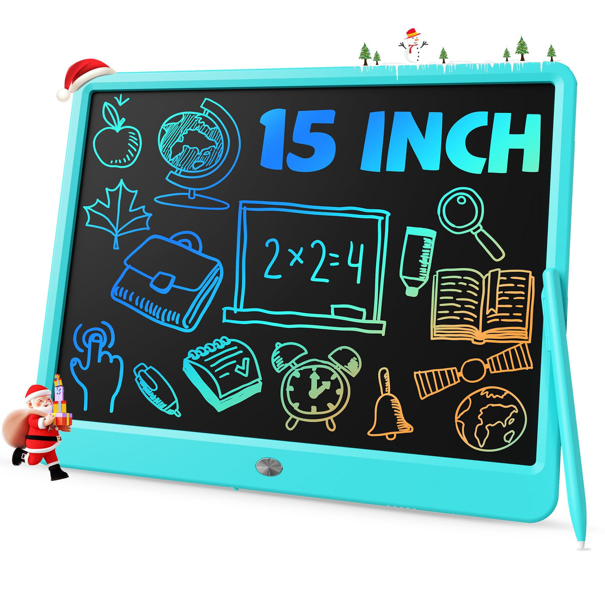 TEKFUN 15-inch blue LCD writing tablet front view for creative doodling on a large canvas
