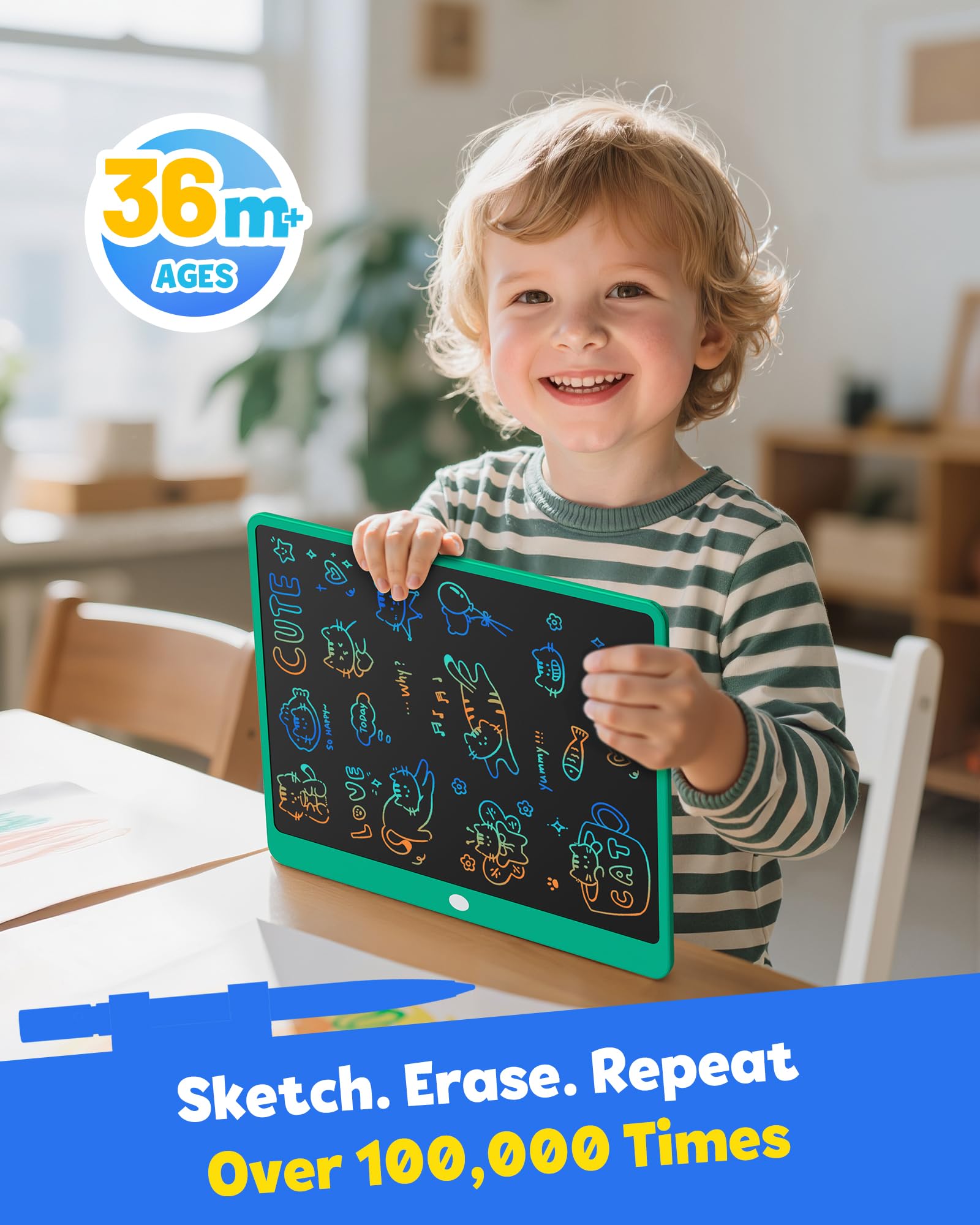TEKFUN 16 inch wide drawing area ideal for kids to sketch and learn