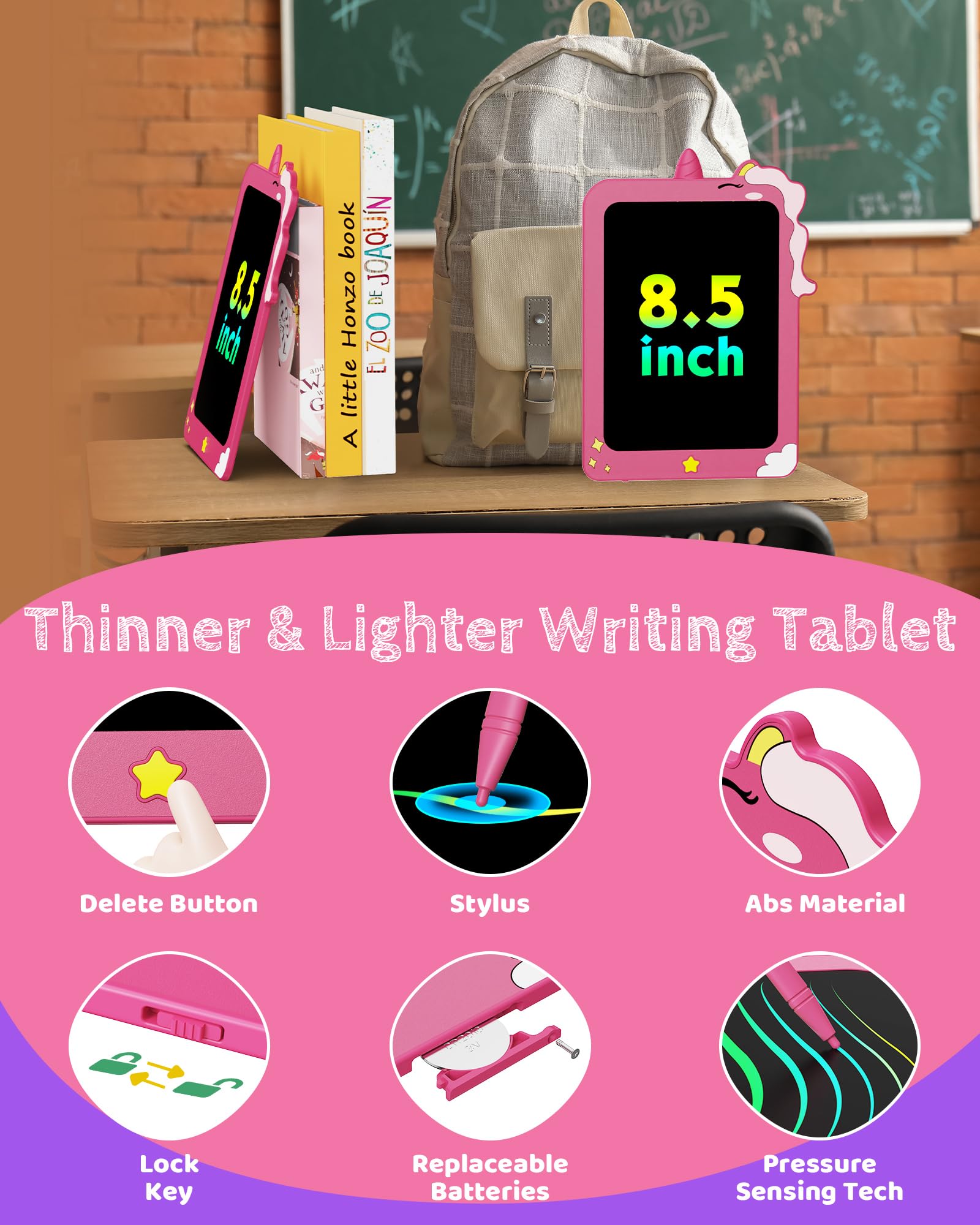 TEKFUN LCD writing tablet for kids on the go and travel.