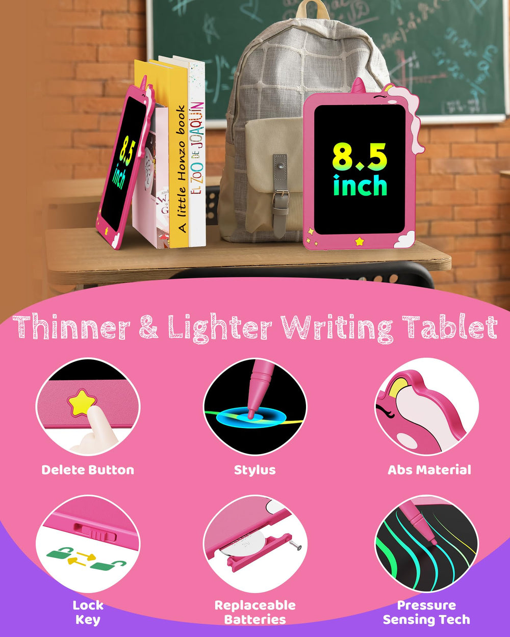 TEKFUN LCD writing tablet for kids on the go and travel.