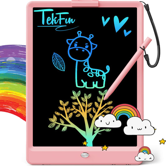 TEKFUN LCD Writing Tablet pink front view for kids' doodling on the go.