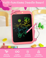 TEKFUN close-up of rosepink tablet with stylus highlighting kid-friendly design.