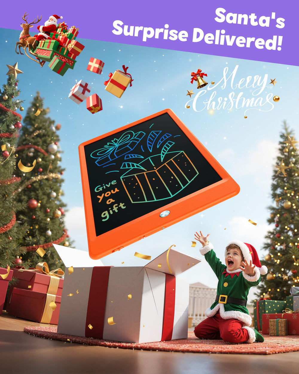 TEKFUN travel-friendly tablet fits car trips, plane rides, and outings.