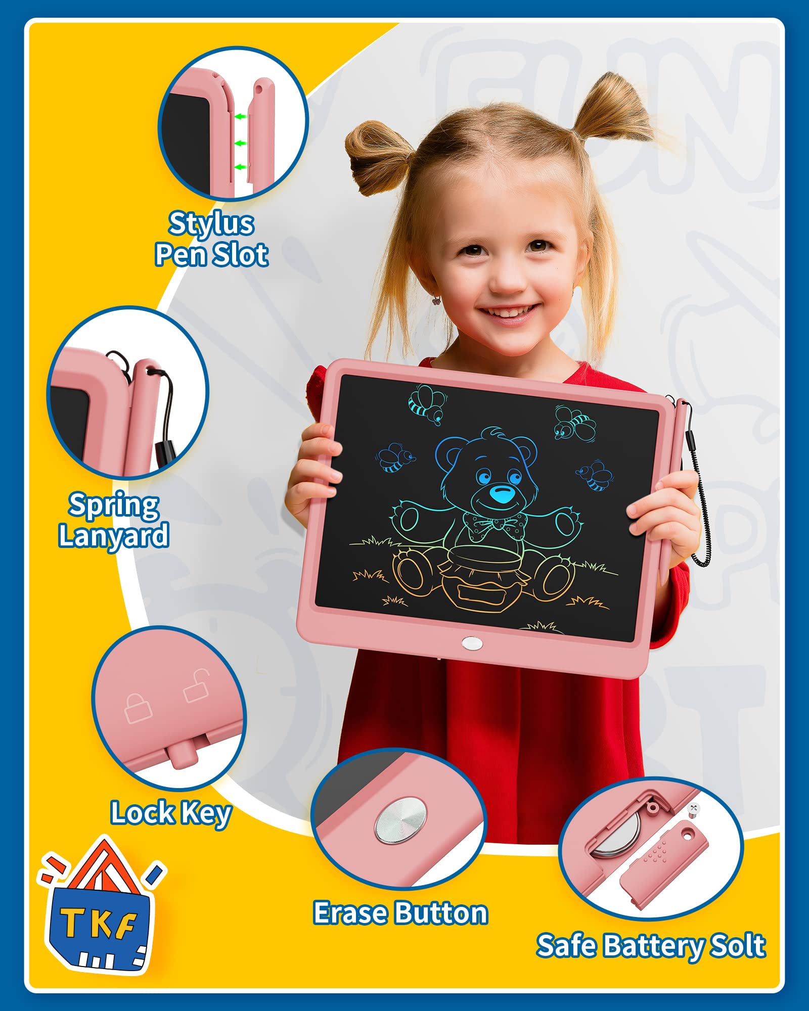 TEKFUN zero-mess doodle board provides a clean, reusable drawing surface for kids.